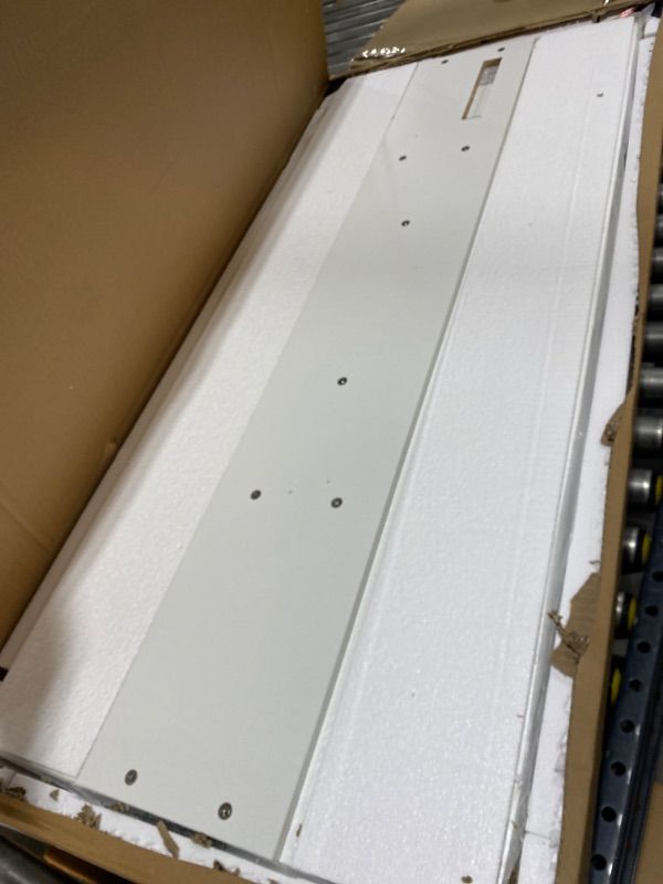 Photo 1 of AODK Gaming Computer Desk with Power Outlet & LED Light Strip, 48 Inch Home Office Desk with Adjustable Monitor Stand, Writing Desk with a Drawer & Storage Shelf, PC Desk for Small Space, White White 48 inch