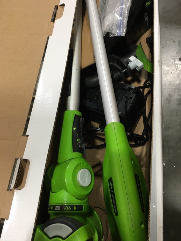 Photo 2 of Greenworks 24V 12" Cordless String Trimmer / Edger, 2.0Ah Battery and Charger Included