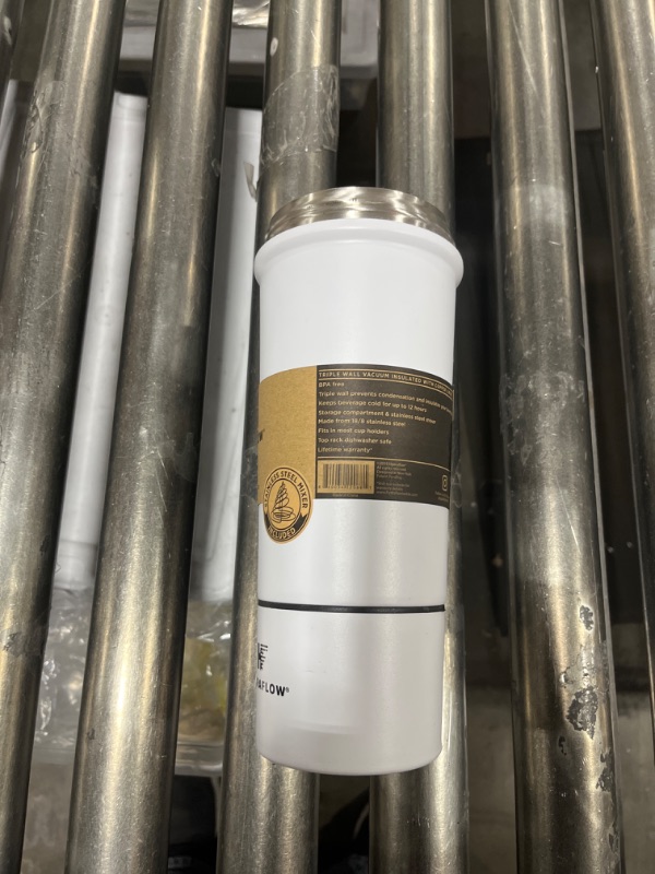 Photo 1 of HYDRAFLOW Boost Insulated Protein Shaker Bottle, Superior Mixing Capabilities, 32-Ounce – Powder White 32-Ounce Powder White