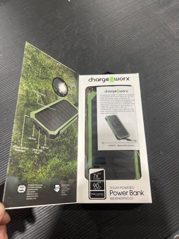 Photo 2 of 15,000mAh Solar Powered Waterproof Power Bank for USB Compatible Devices