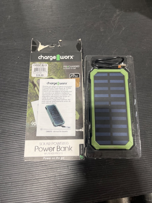 Photo 2 of 15,000mAh Solar Powered Waterproof Power Bank for USB Compatible Devices