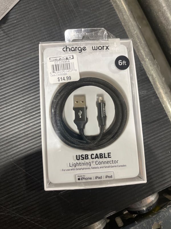 Photo 2 of ChargeWorx Lightning to USB Type-A Male Cable (6', Black)