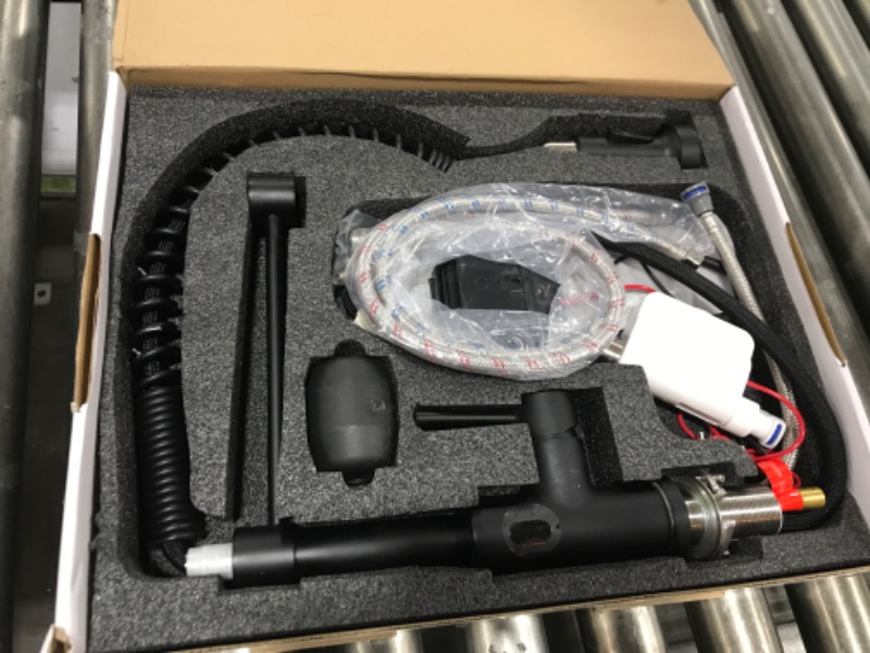 Photo 1 of OWOFAN Touchless Kitchen Faucet with Pull Down Sprayer LED Light Single Handle Kitchen Sink Faucet Motion Sensor Smart Hands-Free, Stainless Steel Black 1078R Touchless Free Hand & LED A Black