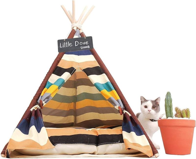 Photo 1 of  little dove Pet Teepee Dog(Puppy) & Cat Bed - Portable Pet Tents & Houses for Dog(Puppy) & Cat Colorful Style 24 Inch no Cushion 