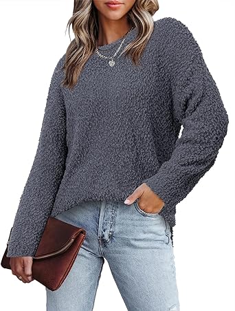 Photo 1 of Size S - StunShow Women's Pullover Sweater Side Slit Casual Long Sleeve Oversized Sweater Fall 