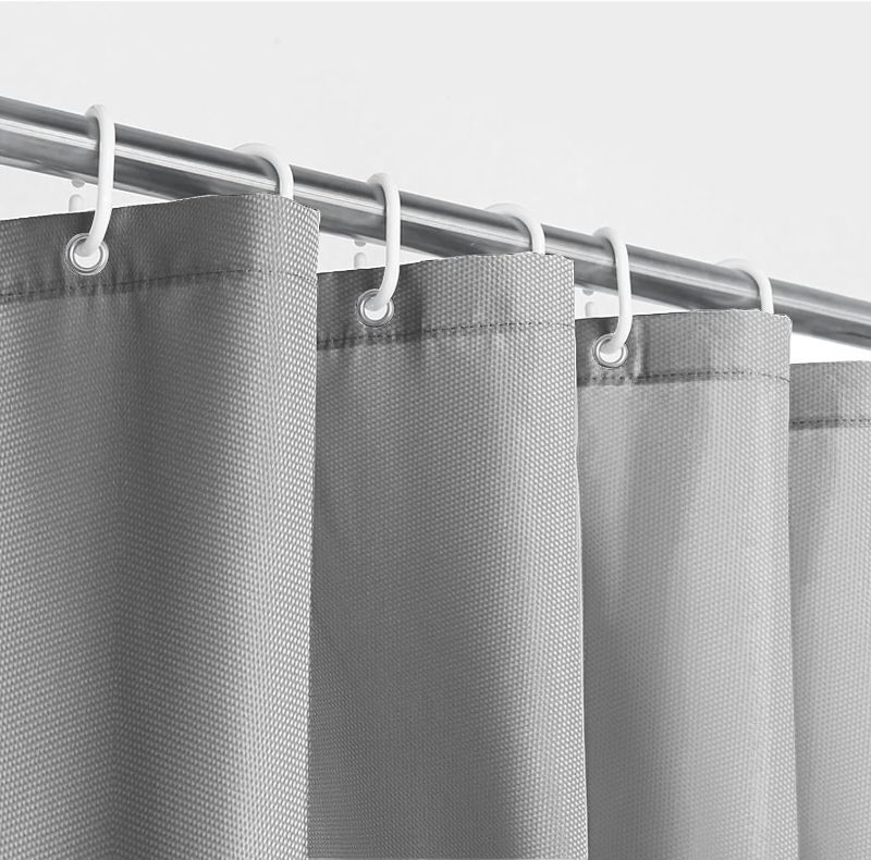 Photo 1 of  Fabric Waterproof Shower Curtain Set Solid Color Polyester Material Specification Suitable for Bathroom Shower Area 71x71inch (Grey, 1pcs)