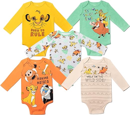 Photo 1 of Disney Lion King Winnie the Pooh Nightmare Before Christmas Mickey Mouse Baby 5 Pack Bodysuits Newborn to Infant 