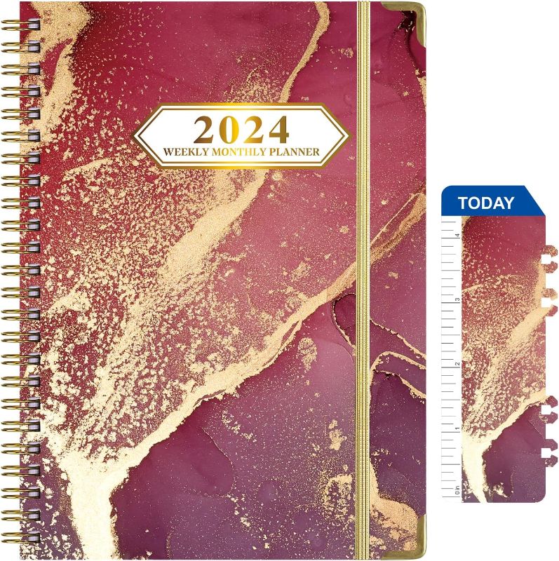 Photo 1 of 2024 Planner, Weekly & Monthly 12 Months Planner 2024 from Jan. 2024-Dec. 2024, 6.1"×8.5", Academic Planner 2024 with Tabs, Thick Paper, Twin-Wire Binding, Home or Office Use for Gifts

