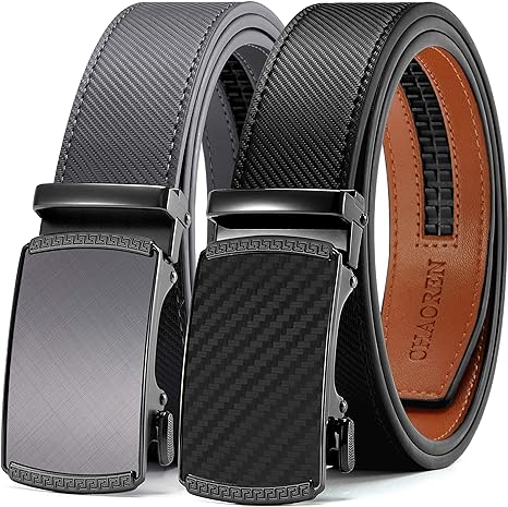 Photo 1 of CHAOREN Ratchet Belts for Men 2-Pack - Stylish Leather Belts in Gift Set 35mm
