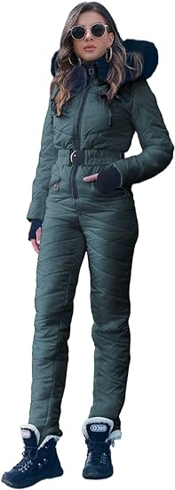 Photo 2 of Yousify Womens Onesies Ski Suit Winter Outdoor Sports Waterproof Snowsuit Jumpsuits Jacket Z- Black Small