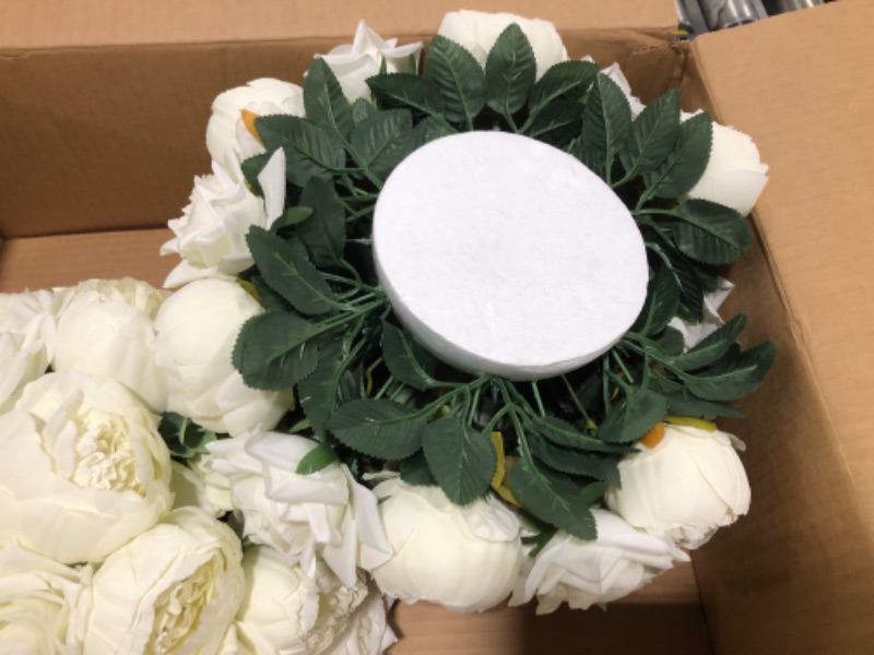 Photo 2 of 2 PCS ROUND FLORAL TABLE CENTERPIECE, WHITE