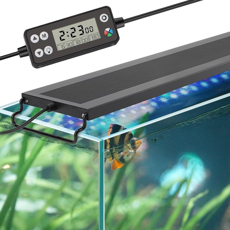 Photo 1 of  hygger Auto On Off LED Aquarium Light, Full Spectrum Fish Tank Light with LCD Monitor, 24/7 Lighting Cycle, 7 Colors, Adjustable Timer, IP68 Waterproof, 3 Modes for 18"-24" Freshwater Planted Tank 