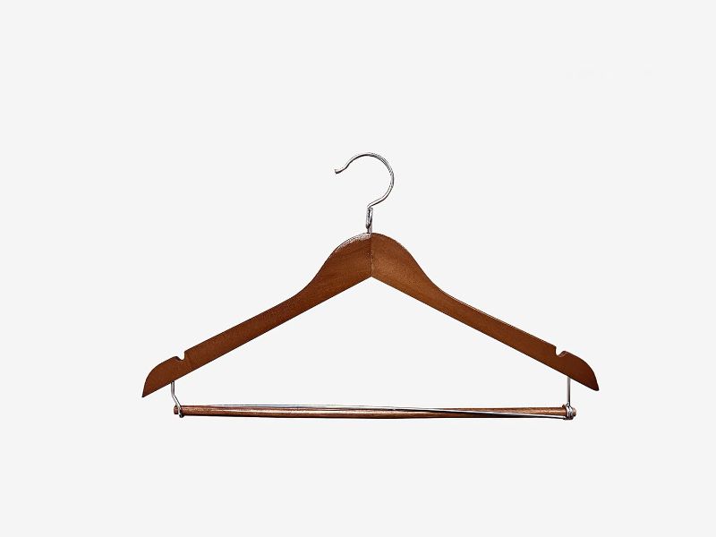 Photo 1 of  Proman Products KSC9041 Kascade Wooden Hangers 50 Pack, Unique Ring Design, Space Saving Pants Clothes Hanger with Pants Locking Bar and Shoulder Notches, Walnut 