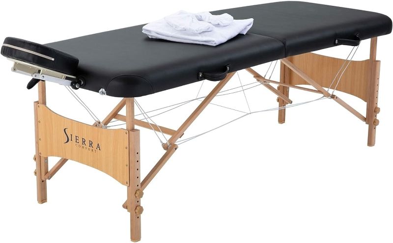 Photo 1 of  SIERRA COMFORT All-Inclusive Portable Massage Table (Black), SC-901, 27.95"D x 72.05"W x 33.07"H 