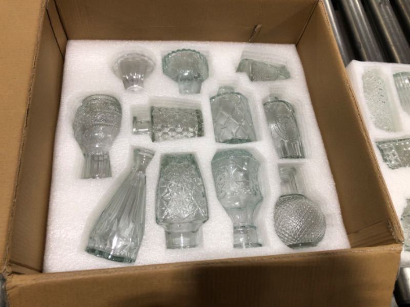 Photo 1 of 25 PIECES MINI GLASS VASES, INTRICATE DESIGNS