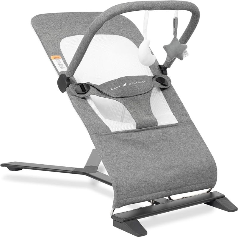 Photo 1 of Baby Delight Alpine Deluxe Portable Bouncer, Infant, 0 – 6 months, Charcoal Tweed