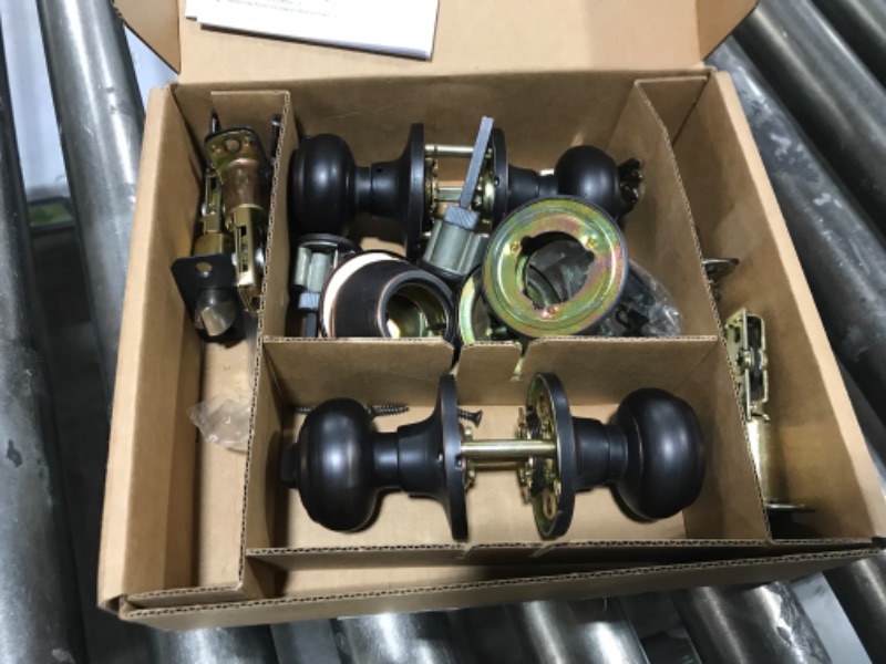 Photo 1 of Amazon Basics Exterior Knob With Key Lock and Deadbolt, Classic, Oil Rubbed Bronze, Set of 2