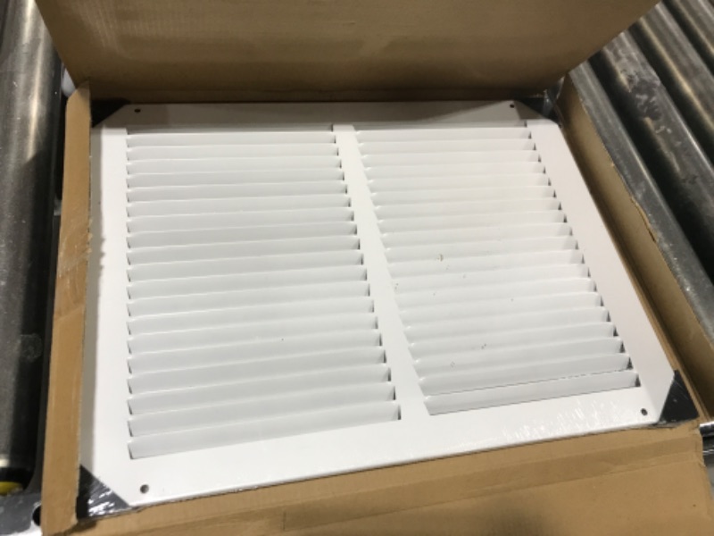 Photo 2 of 14"w X 10"h Steel Return Air Grilles - Sidewall and Ceiling - HVAC Duct Cover - White [Outer Dimensions: 15.75"w X 11.75"h]