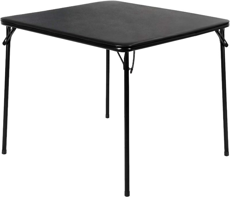 Photo 1 of  VECELO 34'' Portable Square Folding Card Table with Collapsible Legs & Vinyl Upholstery, Metal, Black 