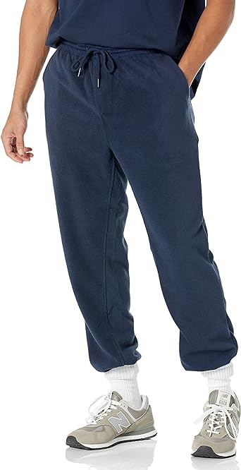 Photo 1 of Amazon Essentials Men's Regular-Fit Recycled Polyester Microfleece Closed-Bottom Pants  --- LARGE
