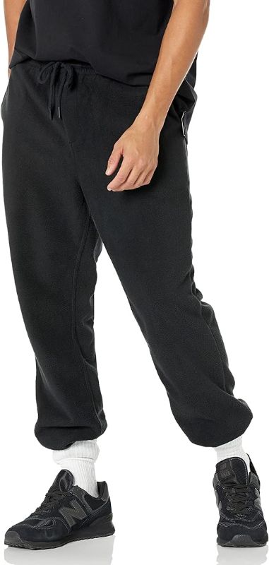 Photo 1 of Amazon Essentials Men's Regular-Fit Recycled Polyester Microfleece Closed-Bottom Pants --LARGE