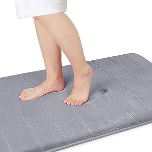 Photo 1 of Yimobra Memory Foam Bath Mat Large Size 36.2 x 24 Inches, Soft and Comfortable, Super Water Absorption, Non-Slip, Thick, Machine Wash, Easier to Dry for Bathroom Floor Rug, Gray