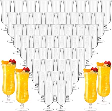 Photo 1 of Norme 48 Pack Hurricane Glass Plastic Bulk 15 oz Break Resistant Pina Colada Cocktail Glasses Reusable Clear Tulip Drinking Cups for Pina Coladas Cocktails Beer Wine Juice Water