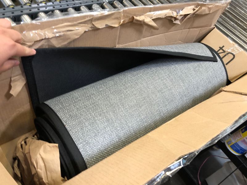 Photo 1 of Runners for Hallways 12 Feet, Low Pile Jute Runner Rugs with Rubber Backing, Extra Large Non Slip Rug Runner Carpet, Easy Clean Entry Rug Rubber Floor Mats, Grey 144" * 28" Grey