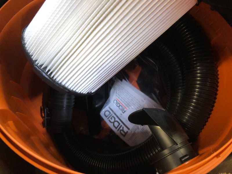 Photo 4 of RIDGID 12 Gal. 5.0-Peak HP NXT Wet/Dry Shop Vacuum with Filter, Hose and Accessories