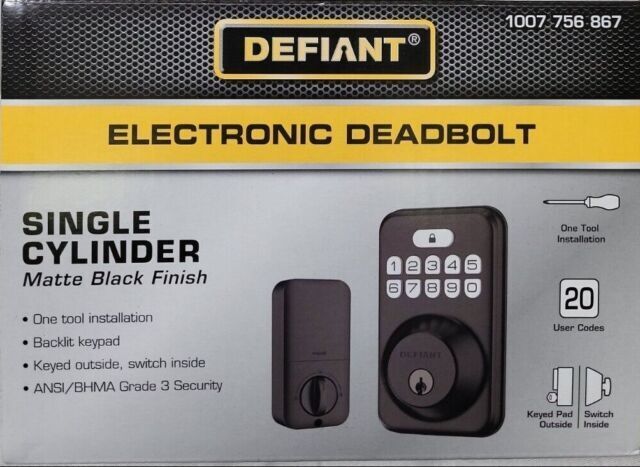 Photo 1 of Defiant Single Cylinder Square Electronic Keypad Deadbolt Matte Black
