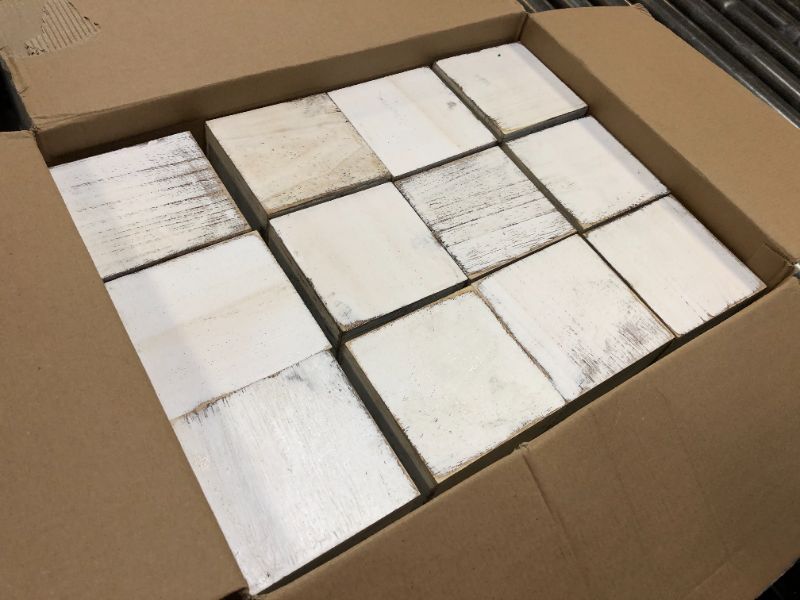 Photo 1 of 24 Sets Square Wood Planter Box Wood Cube Planter Box White Rustic Vase with Removable Plastic Liner Floral Foam Blocks for Centerpieces Home Wedding Garden (4.02 x 4.02 x 3.54 Inch) 24 4.02 x 4.02 x 3.54 Inch