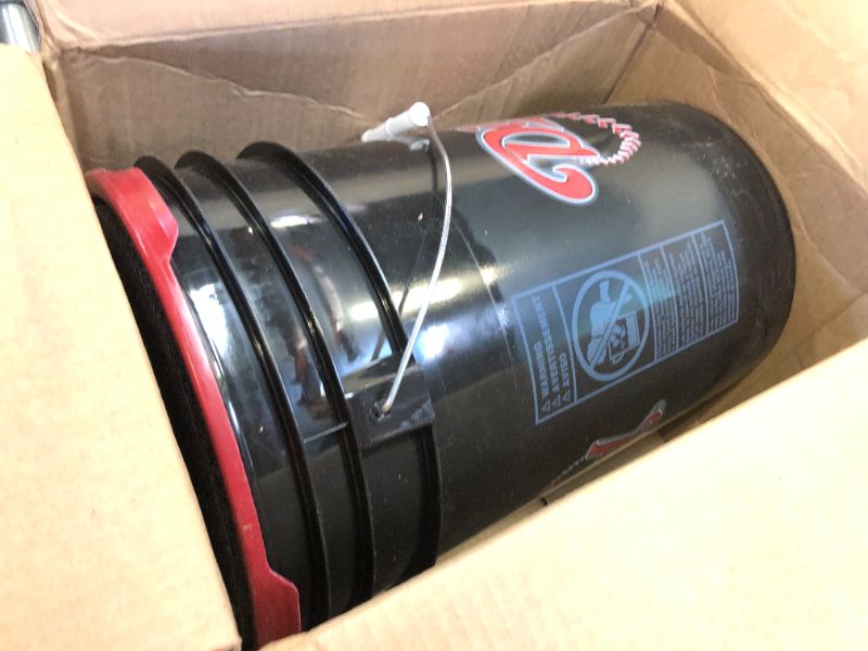 Photo 2 of Diamond Sports D-OB DOB Baseballs in 6-Gallon Ball Black Cushion Lid Bucket 30 Balls with Rods Insulated Can Sleeve