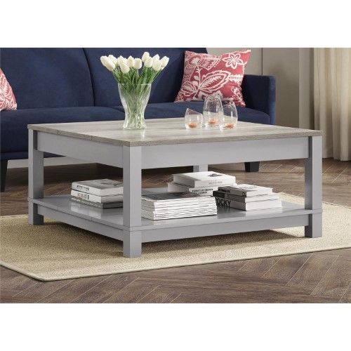 Photo 1 of Ameriwood™ Home Carver Coffee Table, Square, 17"H X 35"W X 35"D, Weathered Oak/Gray
