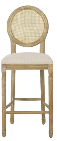 Photo 1 of Epworth 49.5 in. Beige and Natural High Back Wood 30.25 in. Bar Stool with Fabric Seat