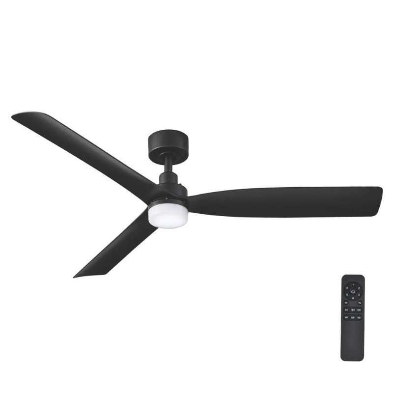 Photo 1 of Hampton Bay Marlston 52 in. Integrated CCT LED Indoor/Outdoor Matte Black Ceiling Fan with Matte Black Blades and Remote Control
