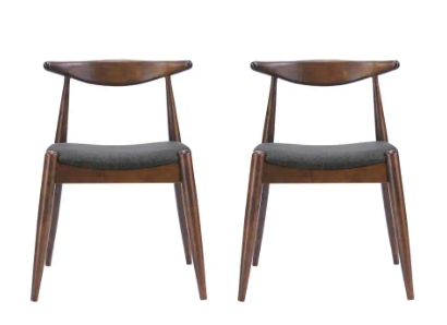 Photo 1 of Francie Charcoal and Walnut Upholstered Dining Chairs (Set of 2)
