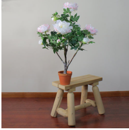 Photo 1 of 36 in. Peony Flower Potted Light Peach and Pink Artificial Blooming Plant
