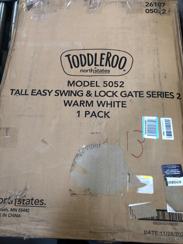 Photo 3 of Toddleroo by North States Tall Easy Swing & Lock Baby Gate Series 2: Easy one-Handed Operation Security Latch. Hardware Mount. Fits Openings 28.68" - 47.85" Wide (36" Tall, Warm White)