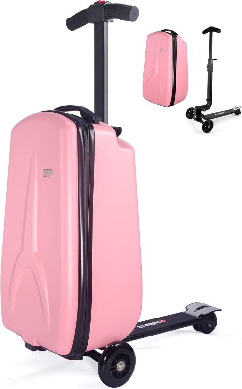 Photo 1 of MRPLUM Scooter Luggage Detachable Ride On Suitcase Scooter for Kids Age 4-15,Carry-On Luggage Airline Approved,Multifunctional Travel Trolley Kids Scooter Suitcase Pink