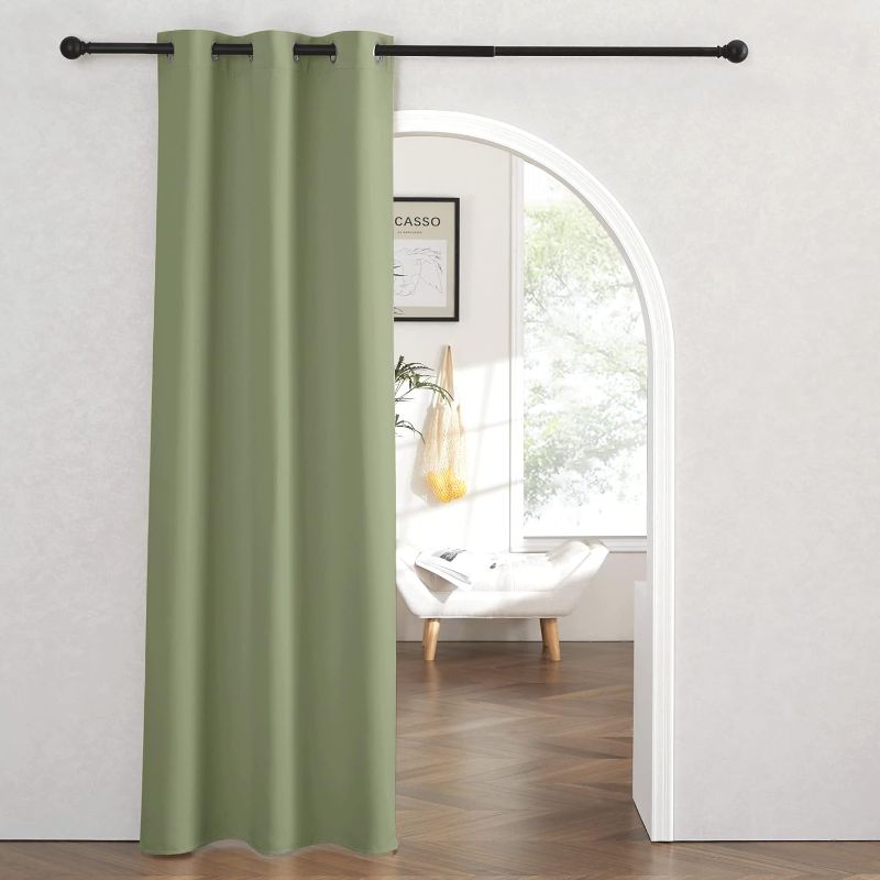 Photo 1 of RYB HOME Blackout Curtains Thermal Insulating Privacy Temporary Door Curtains for Bedroom Closet Doorway Accordion Door Interior Living Room Kids Nursery Dining, Wide 60 x Long 96 inch, Sage Green
