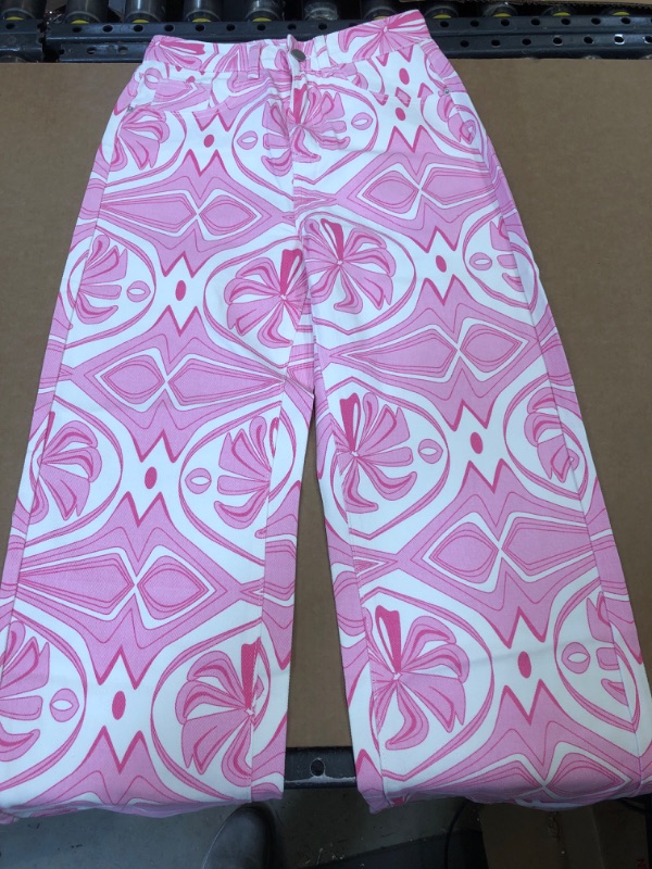 Photo 1 of XS Pink and White Patterned Women's Jeans