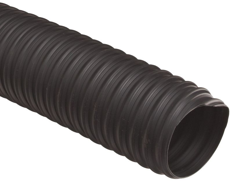 Photo 1 of Flexadux T-7 Thermoplastic Rubber Duct Hose, Black, 5" ID, 0.030" Wall, 25' Length 5 Inches 5.06 Inches 6.5 Unknown modifier 8 Pound per Square Inch 25 Feet Duct 1