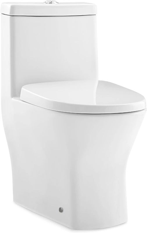 Photo 1 of Swiss Madison SM-1T257 Sublime II Compact 24" Length One Piece Toilet Dual Flush 1.1/1.6 GPF with Side Holes, Glossy White

