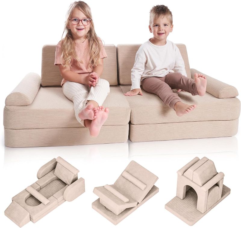 Photo 1 of The Ultimate Modular Kids Play Couch - The Perfect Toddler Sofa For Hours of Fun Play Time Or Just Comfy Lounging - Boost Creativity And Easily Build Magical Forts And More In Your Playroom/Nursery Brown Sugar