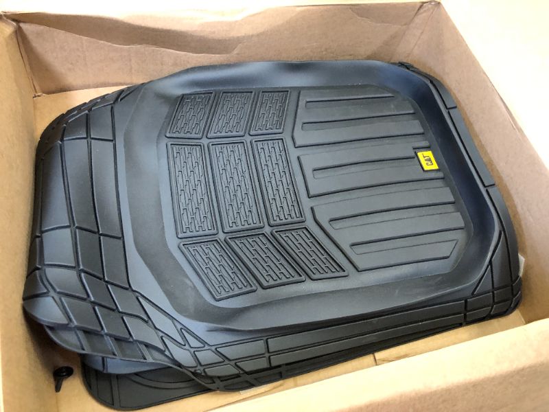 Photo 2 of Caterpillar CAMT-9013 (3-Piece) Heavy Duty Deep Dish Rubber Floor Mats, Trim to Fit for Car Truck SUV & Van, All Weather Total Protection Durable Liners CAMT-9013 Black