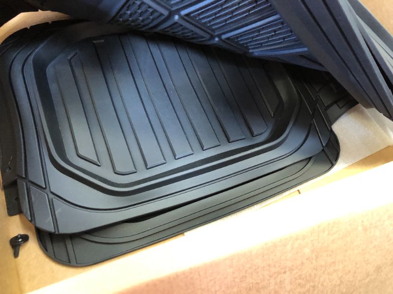 Photo 3 of Caterpillar CAMT-9013 (3-Piece) Heavy Duty Deep Dish Rubber Floor Mats, Trim to Fit for Car Truck SUV & Van, All Weather Total Protection Durable Liners CAMT-9013 Black