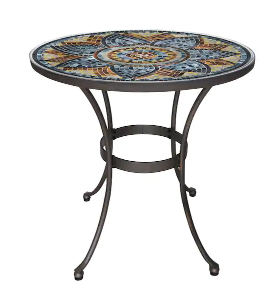 Photo 1 of Mix and Match 28 in. Metal and Glass Mosaic Patio Bistro Table
