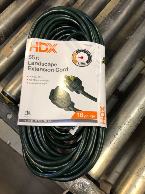 Photo 2 of 55 ft. 16/3 Green Outdoor Extension Cord (1-Pack)