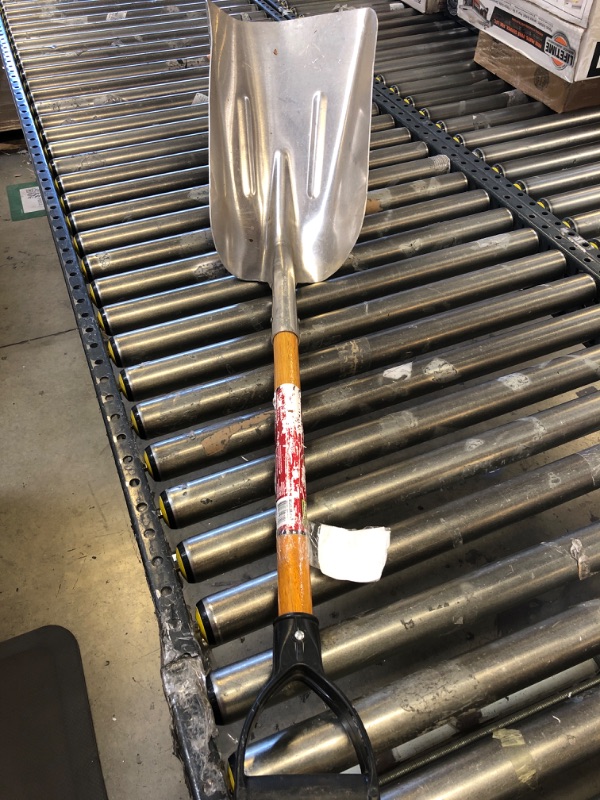 Photo 1 of 28 in. D-Grip Short Wood Handle Aluminum Scoop Shovel
