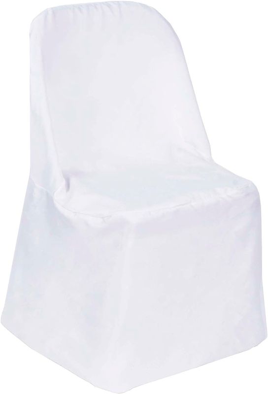 Photo 1 of White Folding Chair Cover-Flat-Pack of 4
